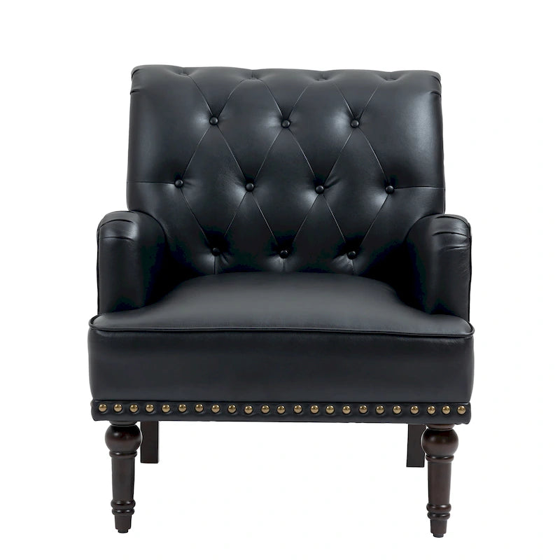 Fauteuils d'appoint capitonnés en similicuir végan avec garniture cloutée