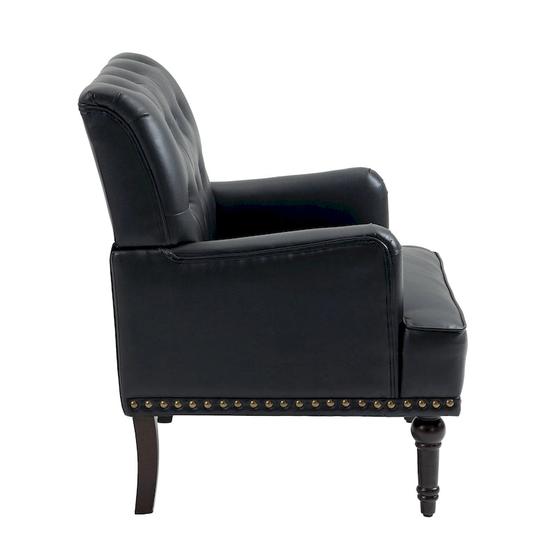 Fauteuils d'appoint capitonnés en similicuir végan avec garniture cloutée