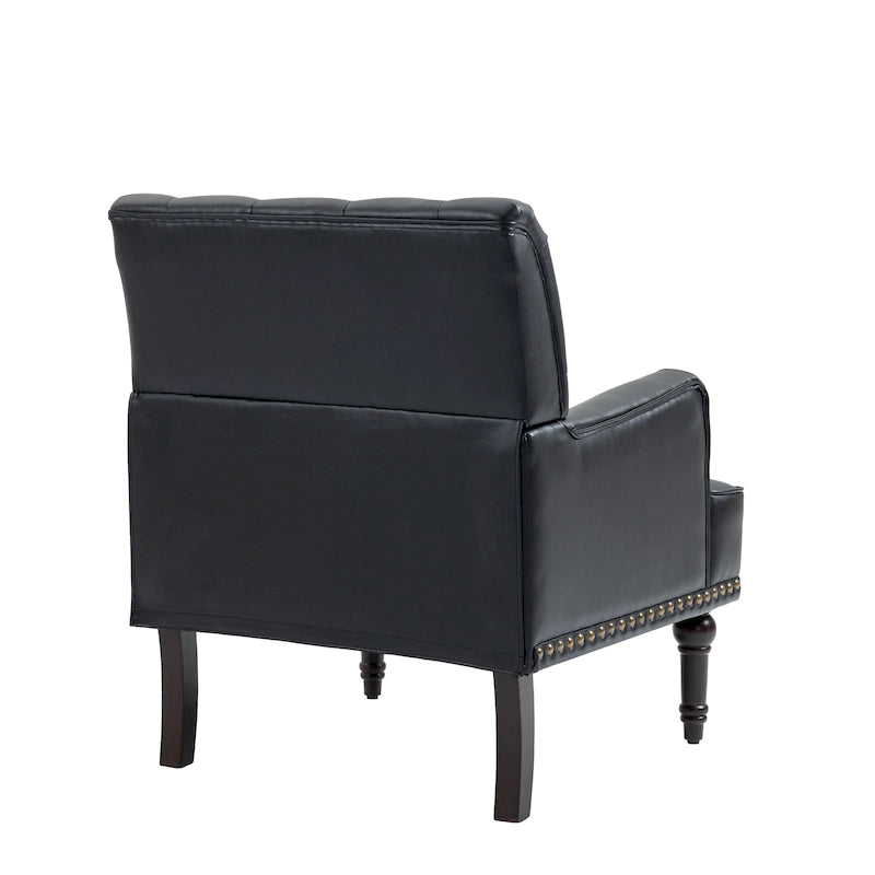 Fauteuils d'appoint capitonnés en similicuir végan avec garniture cloutée