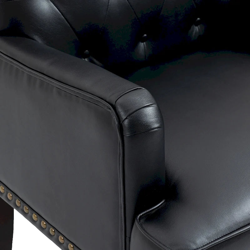 Fauteuils d'appoint capitonnés en similicuir végan avec garniture cloutée