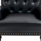 Fauteuils d'appoint capitonnés en similicuir végan avec garniture cloutée