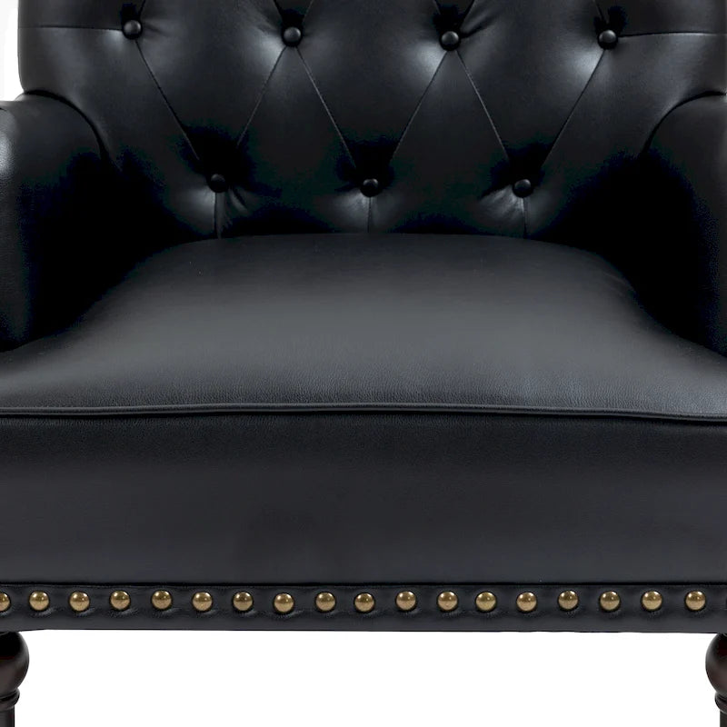 Fauteuils d'appoint capitonnés en similicuir végan avec garniture cloutée