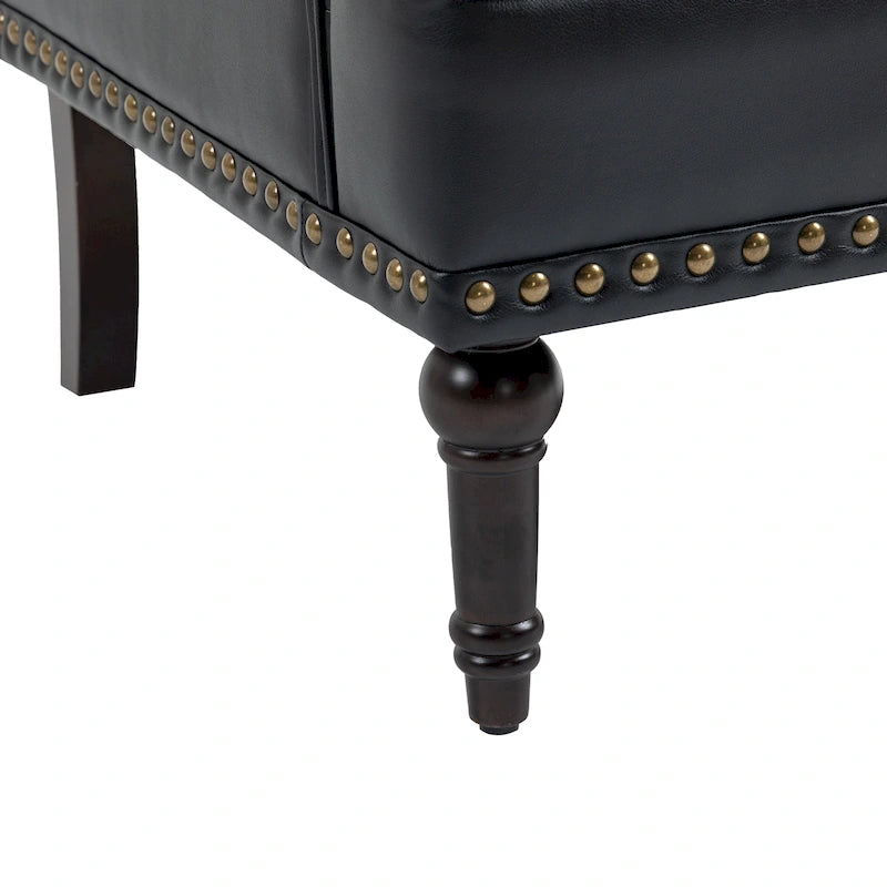 Fauteuils d'appoint capitonnés en similicuir végan avec garniture cloutée