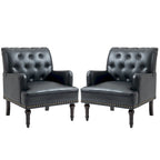 Fauteuils d'appoint capitonnés en similicuir végan avec garniture cloutée