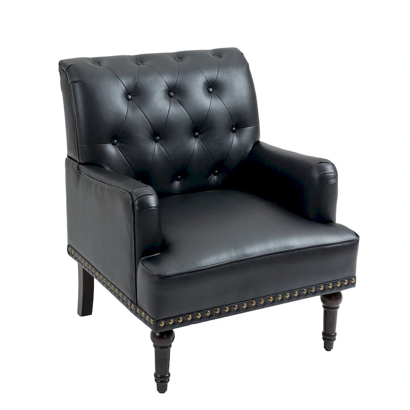 Fauteuils d'appoint capitonnés en similicuir végan avec garniture cloutée