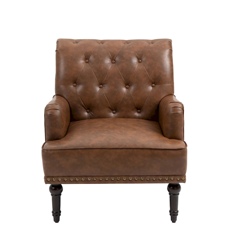 Fauteuils d'appoint capitonnés en similicuir végan avec garniture cloutée