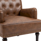 Fauteuils d'appoint capitonnés en similicuir végan avec garniture cloutée