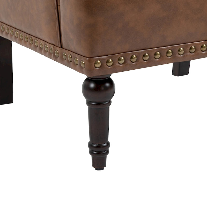 Fauteuils d'appoint capitonnés en similicuir végan avec garniture cloutée