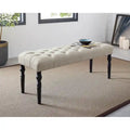 Banc de salle à manger Copper Grove Sens en tissu capitonné beige avec pieds tournés