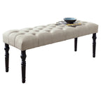 Banc de salle à manger Copper Grove Sens en tissu capitonné beige avec pieds tournés