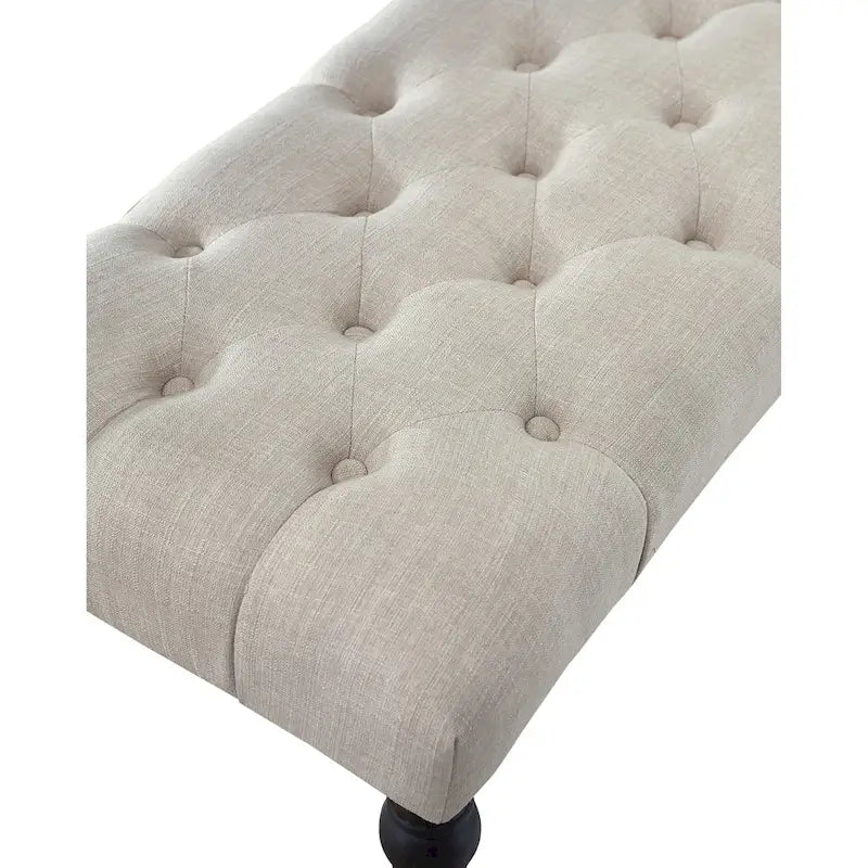 Banc de salle à manger Copper Grove Sens en tissu capitonné beige avec pieds tournés