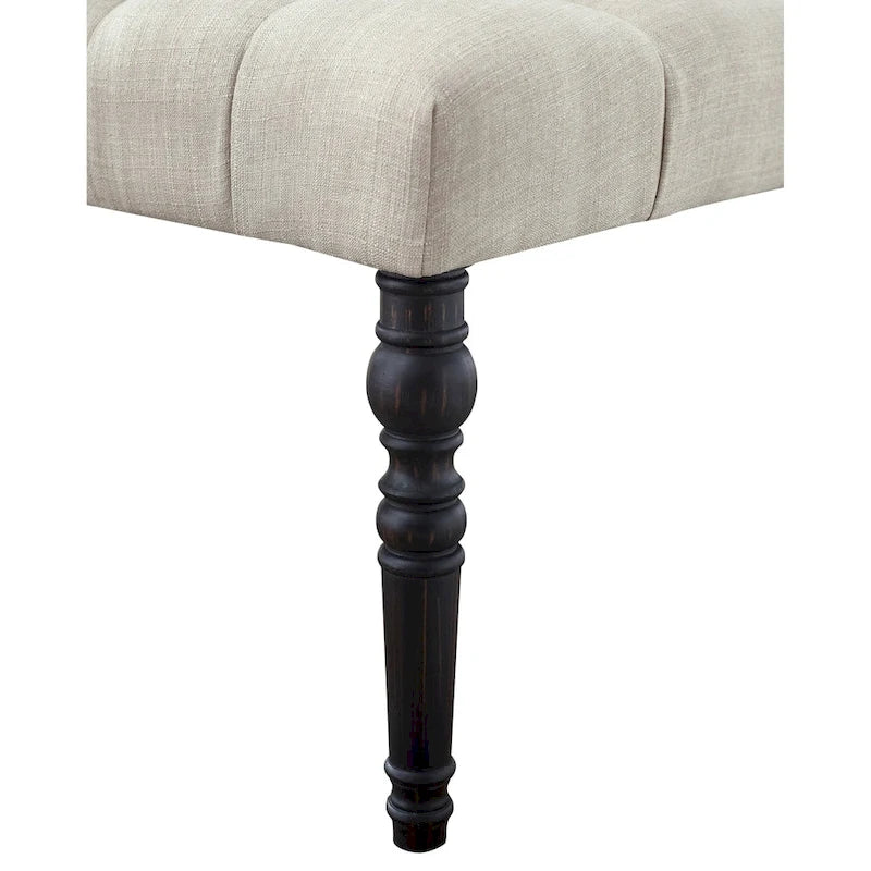 Banc de salle à manger Copper Grove Sens en tissu capitonné beige avec pieds tournés