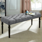 Banc de salle à manger Copper Grove Sens en tissu capitonné beige avec pieds tournés