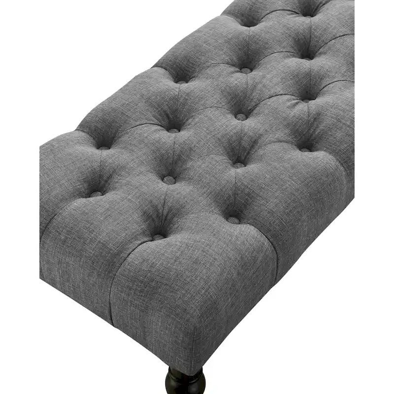 Banc de salle à manger Copper Grove Sens en tissu capitonné beige avec pieds tournés