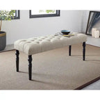 Banc de salle à manger Copper Grove Sens en tissu capitonné beige avec pieds tournés