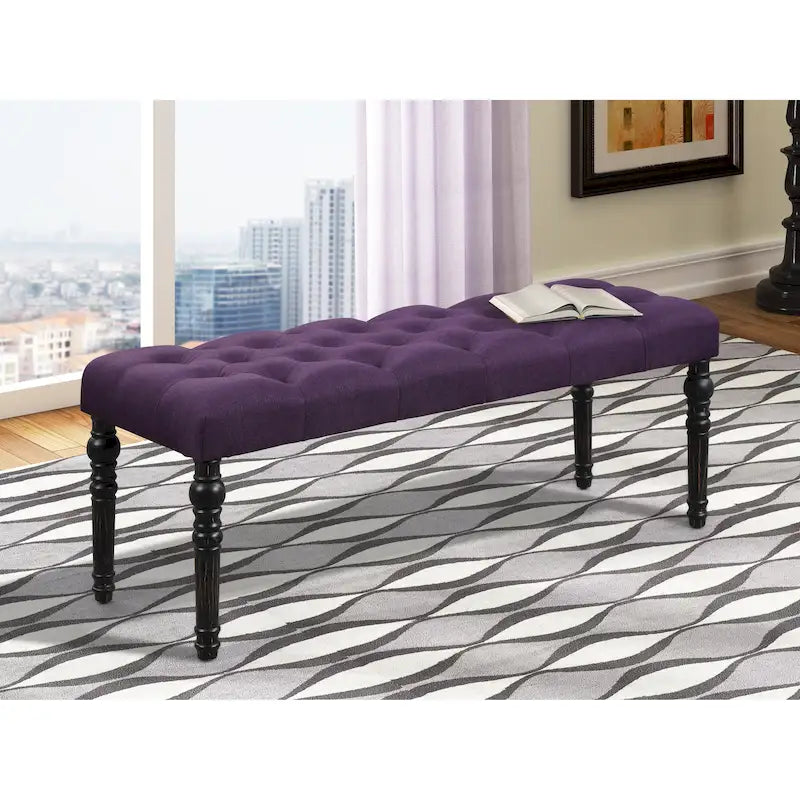Banc de salle à manger Copper Grove Sens en tissu capitonné beige avec pieds tournés
