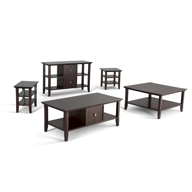 Table d'appoint étroite de style transitionnel en bois massif WYNDENHALL Normandy, 35,5 cm de large
