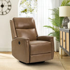 Fauteuil inclinable pivotant à bascule Fiacro 30,31 pouces de large, en cuir véritable moderne, avec garnitures cloutées
