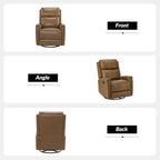 Fauteuil inclinable pivotant à bascule Fiacro 30,31 pouces de large, en cuir véritable moderne, avec garnitures cloutées