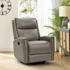 Fauteuil inclinable pivotant à bascule Fiacro 30,31 pouces de large, en cuir véritable moderne, avec garnitures cloutées