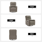 Fauteuil inclinable pivotant à bascule Fiacro 30,31 pouces de large, en cuir véritable moderne, avec garnitures cloutées
