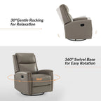 Fauteuil inclinable pivotant à bascule Fiacro 30,31 pouces de large, en cuir véritable moderne, avec garnitures cloutées