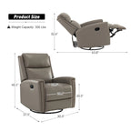 Fauteuil inclinable pivotant à bascule Fiacro 30,31 pouces de large, en cuir véritable moderne, avec garnitures cloutées