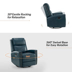 Fauteuil inclinable pivotant à bascule Fiacro 30,31 pouces de large, en cuir véritable moderne, avec garnitures cloutées