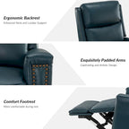 Fauteuil inclinable pivotant à bascule Fiacro 30,31 pouces de large, en cuir véritable moderne, avec garnitures cloutées