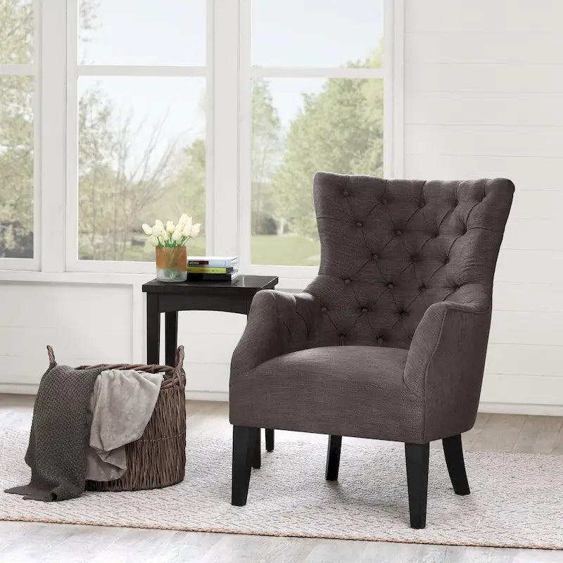 Fauteuil à oreilles capitonné Madison Park Isa