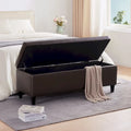 Pouf de rangement rectangulaire capitonné en similicuir (50,3 x 17,50 x 18 cm)
