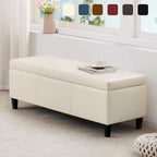 Pouf de rangement rectangulaire capitonné en similicuir (50,3 x 17,50 x 18 cm)