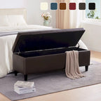 Pouf de rangement rectangulaire capitonné en similicuir (50,3 x 17,50 x 18 cm)