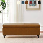 Pouf de rangement rectangulaire capitonné en similicuir (50,3 x 17,50 x 18 cm)