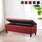 Pouf de rangement rectangulaire capitonné en similicuir (50,3 x 17,50 x 18 cm)
