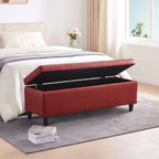 Pouf de rangement rectangulaire capitonné en similicuir (50,3 x 17,50 x 18 cm)