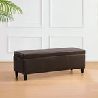 Pouf de rangement rectangulaire capitonné en similicuir (50,3 x 17,50 x 18 cm)