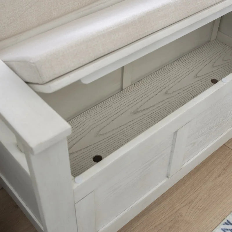 Banc d'entrée de rangement à couvercle rabattable en bois Dahlia