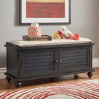 Banc de rangement à porte persienne avec coussin en velours Maybelle par iNSPIRE Q Classic