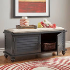 Banc de rangement à porte persienne avec coussin en velours Maybelle par iNSPIRE Q Classic