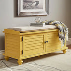 Banc de rangement à porte persienne avec coussin en velours Maybelle par iNSPIRE Q Classic