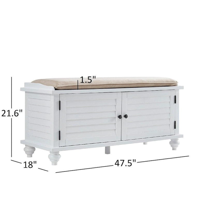 Banc de rangement à porte persienne avec coussin en velours Maybelle par iNSPIRE Q Classic