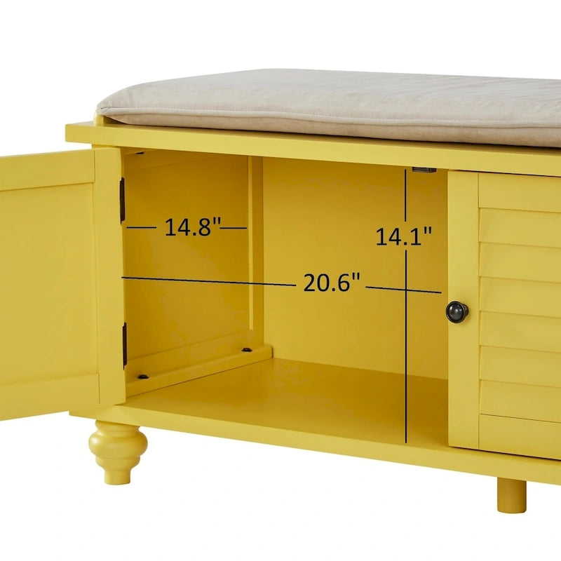 Banc de rangement à porte persienne avec coussin en velours Maybelle par iNSPIRE Q Classic