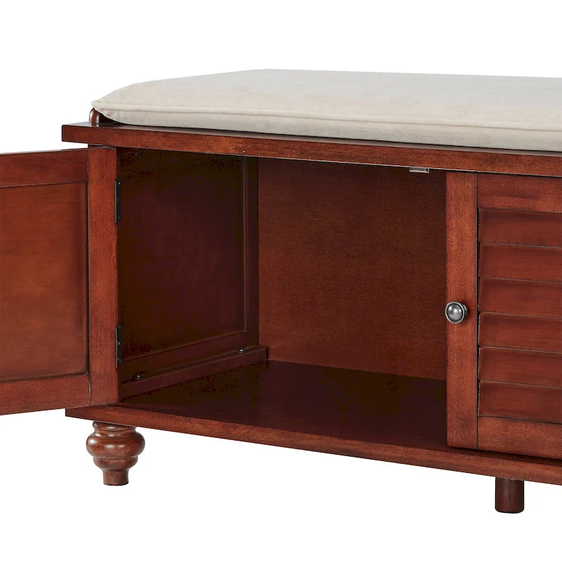 Banc de rangement à porte persienne avec coussin en velours Maybelle par iNSPIRE Q Classic