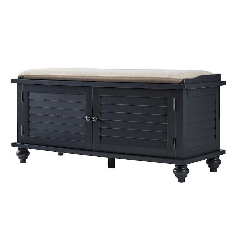 Banc de rangement à porte persienne avec coussin en velours Maybelle par iNSPIRE Q Classic