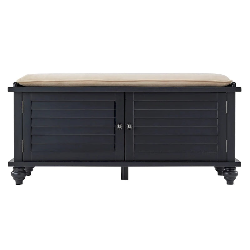 Banc de rangement à porte persienne avec coussin en velours Maybelle par iNSPIRE Q Classic