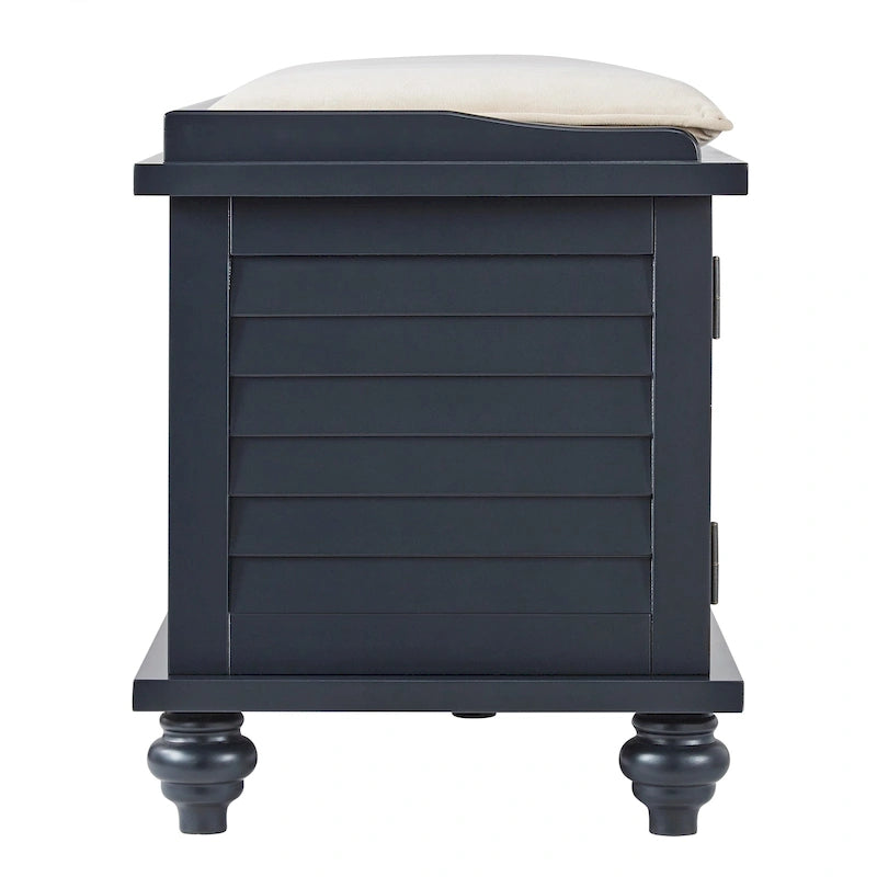Banc de rangement à porte persienne avec coussin en velours Maybelle par iNSPIRE Q Classic