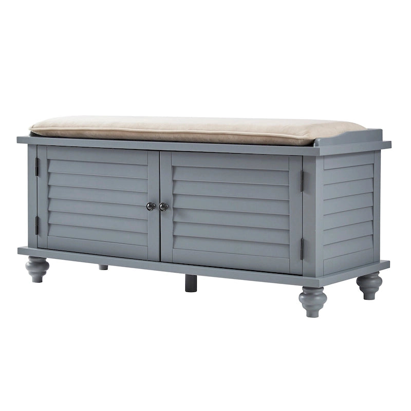 Banc de rangement à porte persienne avec coussin en velours Maybelle par iNSPIRE Q Classic