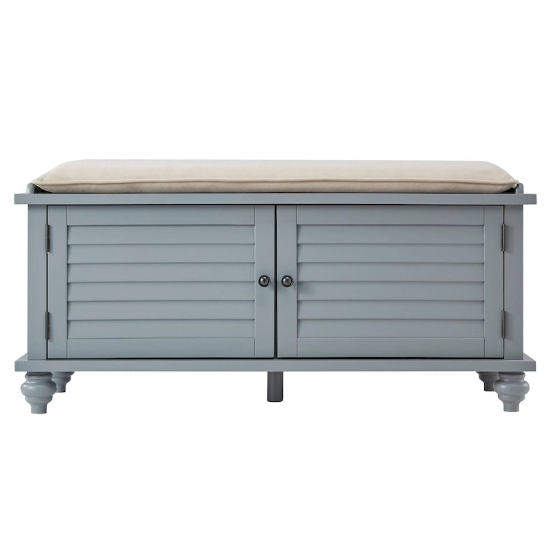 Banc de rangement à porte persienne avec coussin en velours Maybelle par iNSPIRE Q Classic