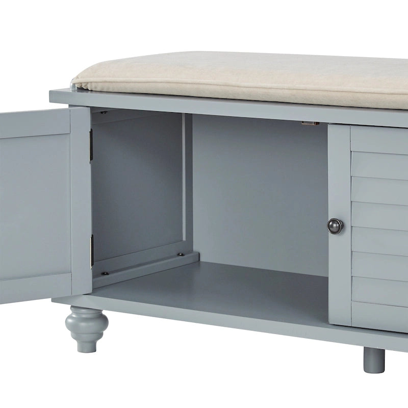Banc de rangement à porte persienne avec coussin en velours Maybelle par iNSPIRE Q Classic